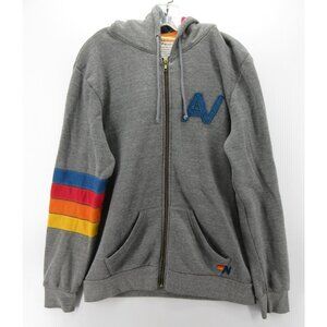 Aviator Nation Sweatshirt Large Full Zip Hoodie Rainbow 5 Stripe Unisex